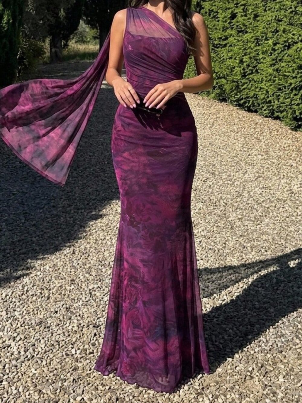 Purple Party Women's Slim Fit Mermaid A-Line Long Dress